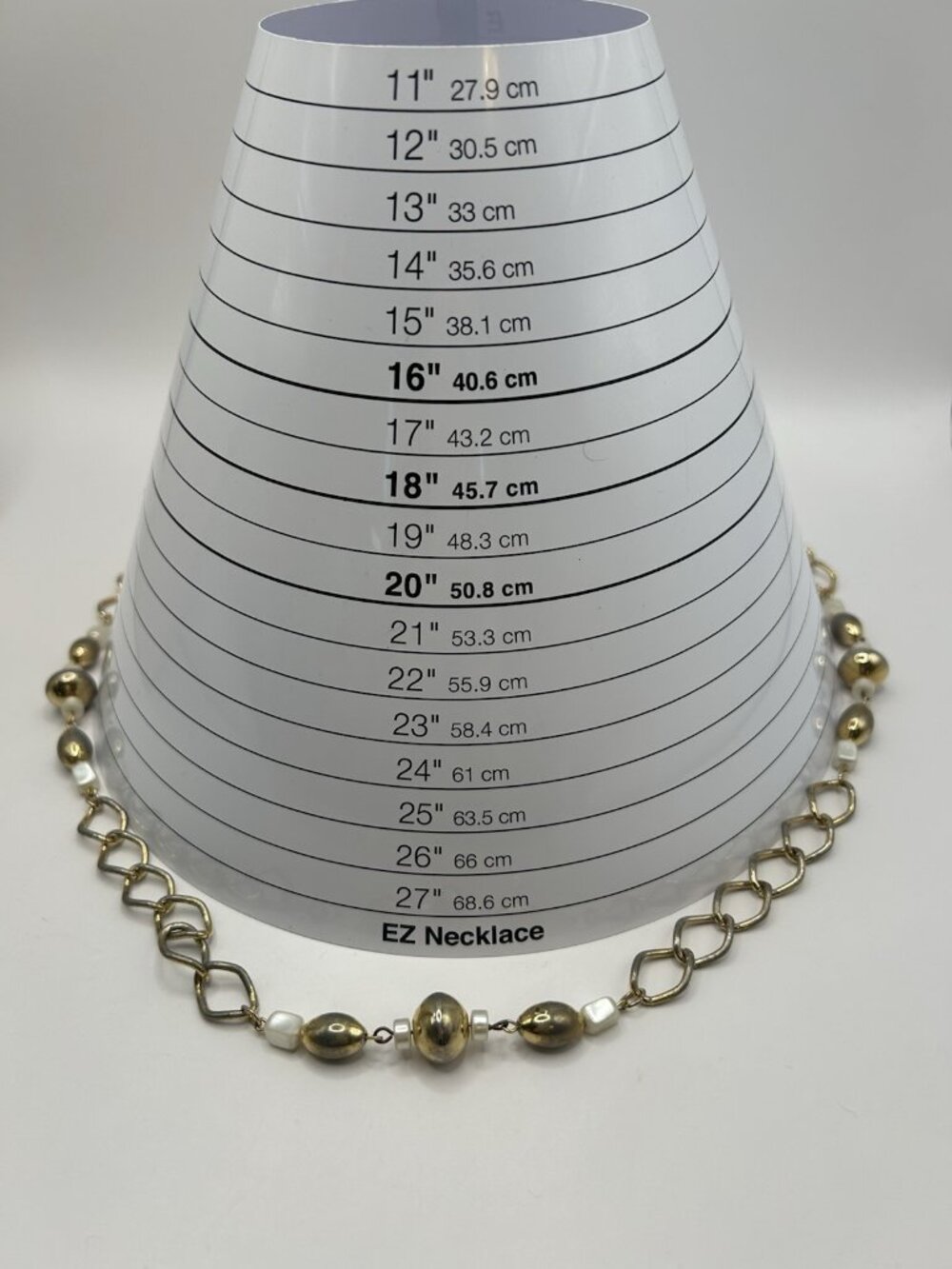 Vintage Gold Tone Metal Bead Chain Necklace Long Link Station Statement Boho Fun - Picture 13 of 13